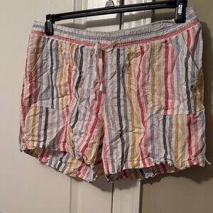 Cato Women's Striped Cargo Shorts - Red, Yellow, Blue